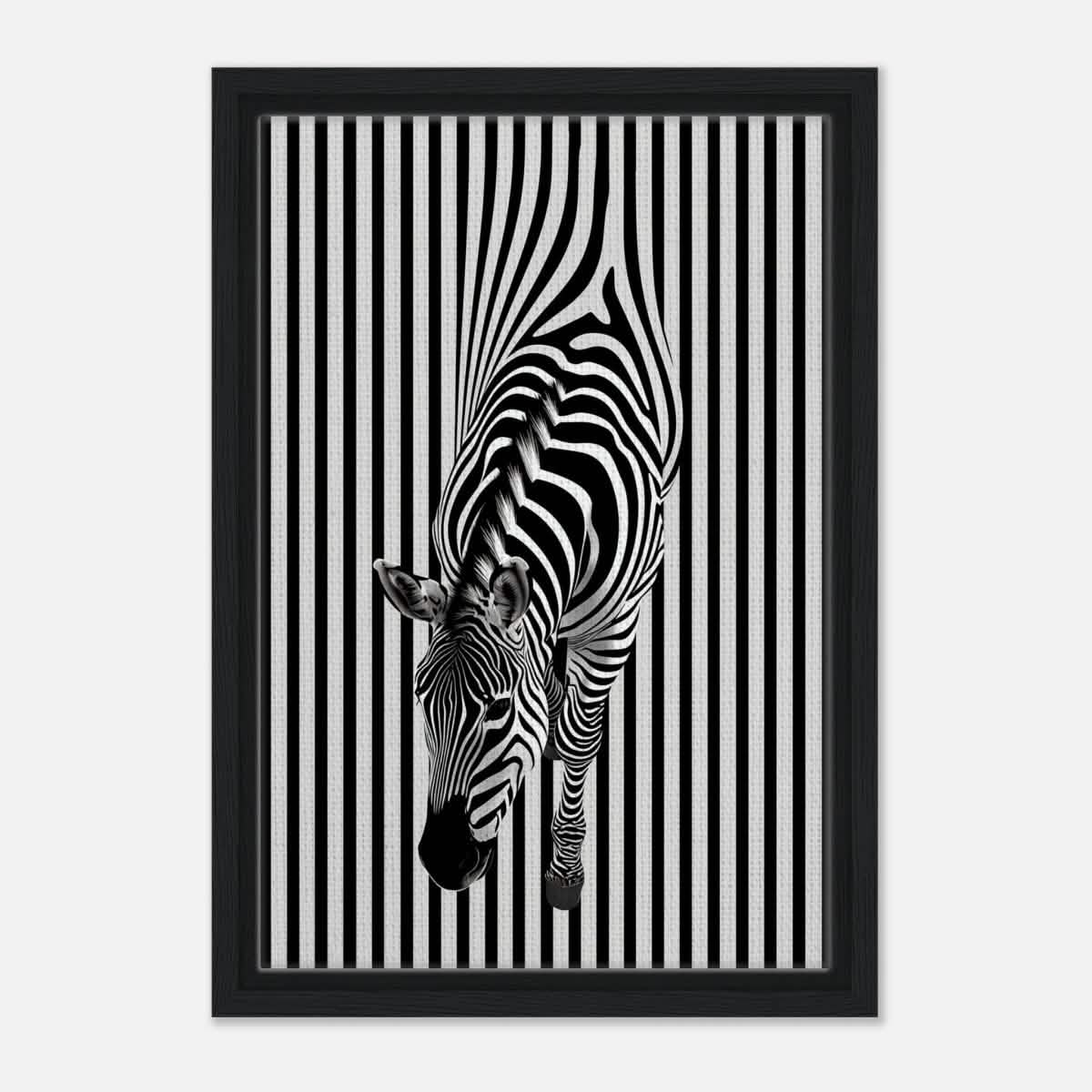 Da Vinci Minimalist Wall art | Wildlife | Zebra - Framed Canvas - 30x45 cm / 12x18″ - Black frame