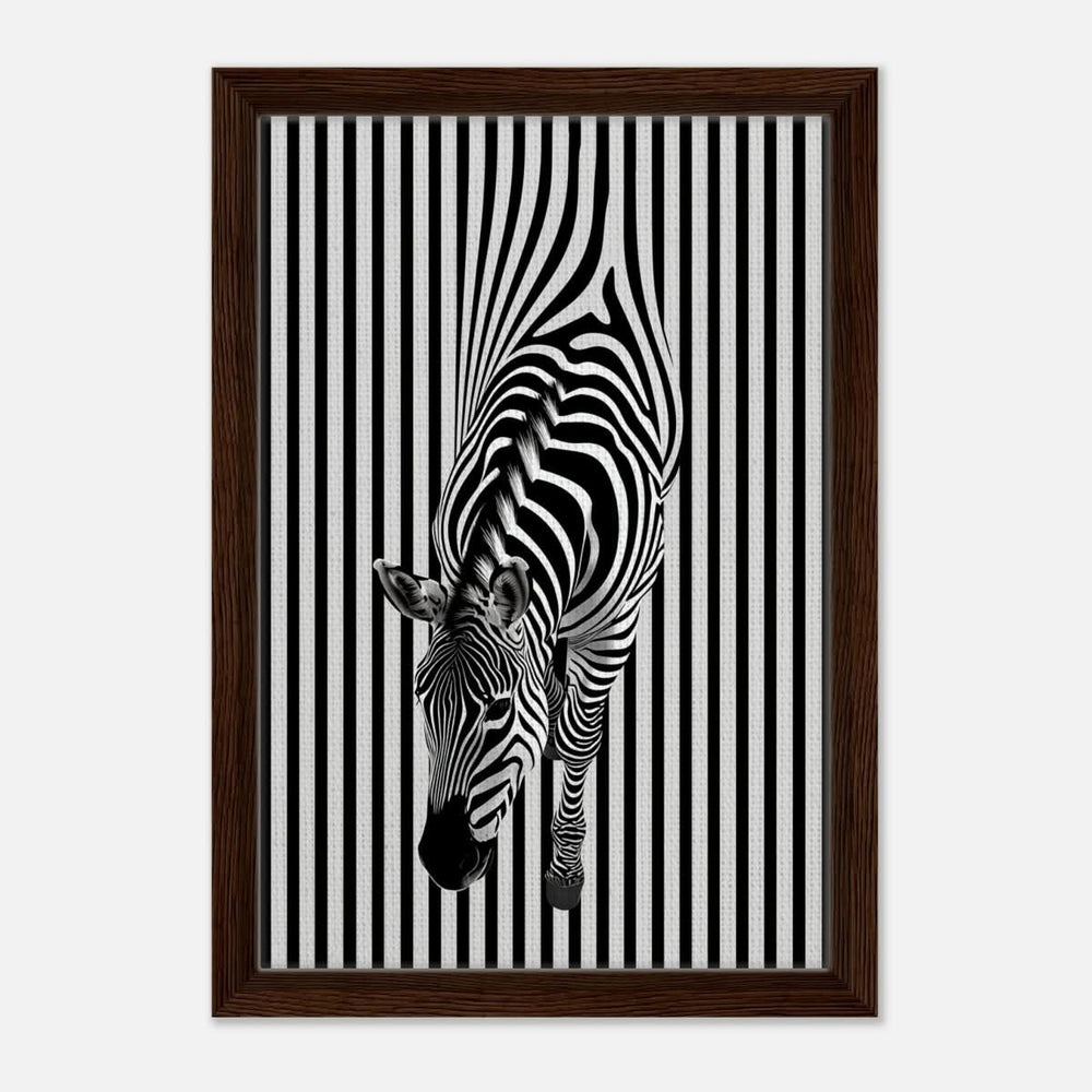 Da Vinci Minimalist Wall art | Wildlife | Zebra - Framed Canvas - 30x45 cm / 12x18″ - Dark wood frame