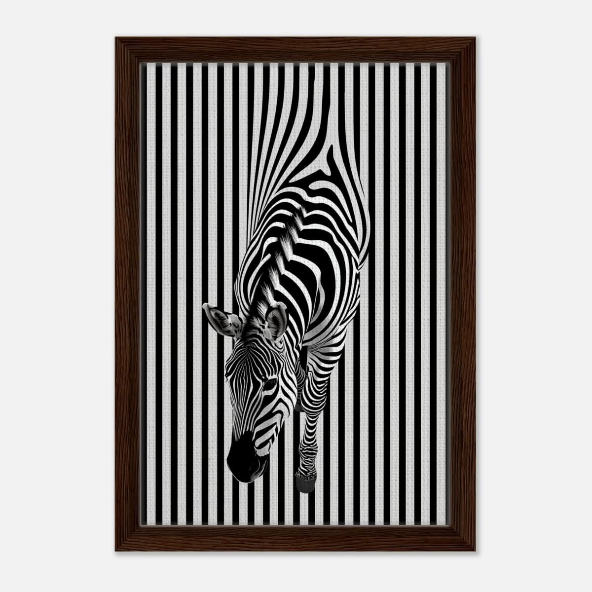 Da Vinci Minimalist Wall art | Wildlife | Zebra - Framed Canvas - 30x45 cm / 12x18″ - Dark wood frame