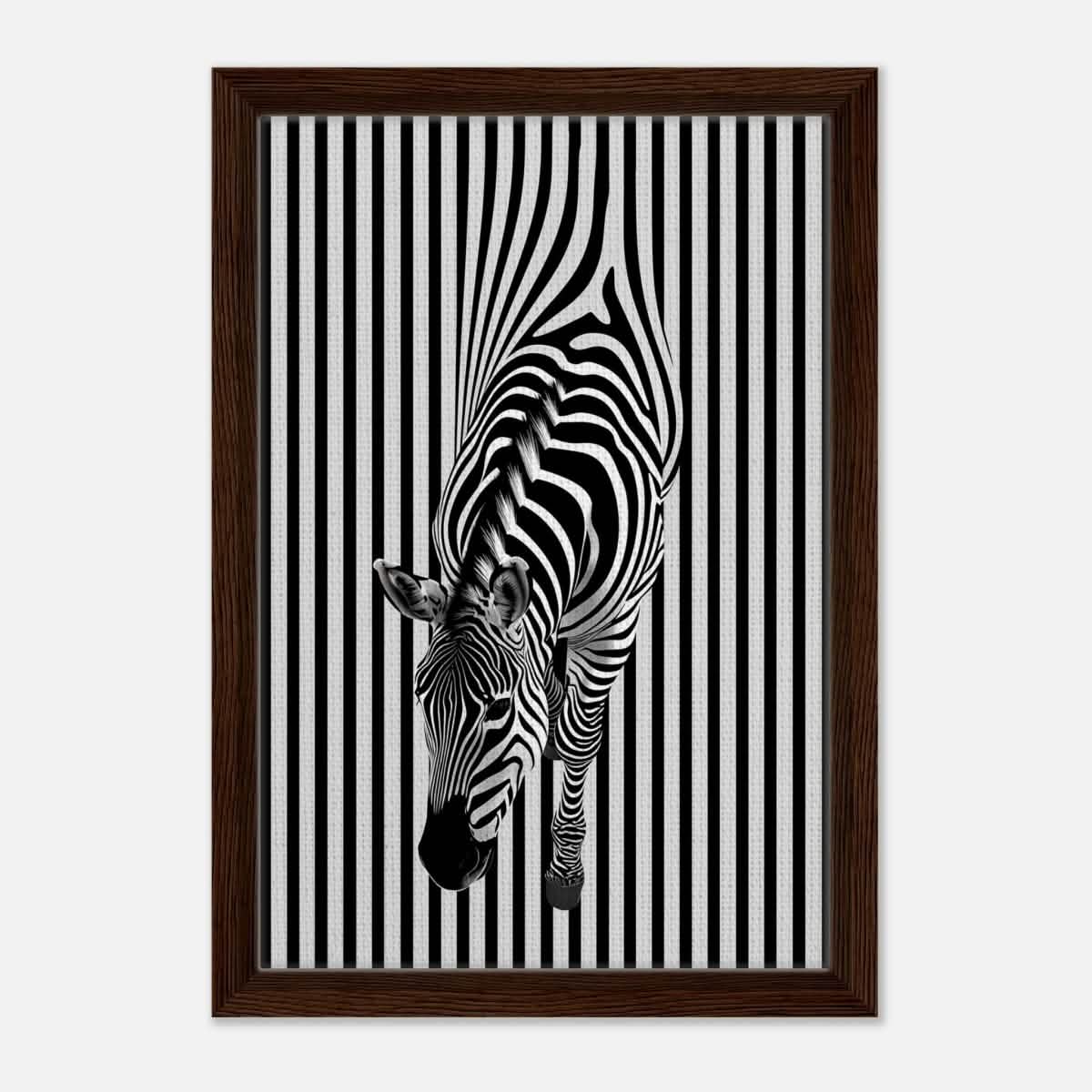 Da Vinci Minimalist Wall art | Wildlife | Zebra - Framed Canvas - 30x45 cm / 12x18″ - Dark wood frame