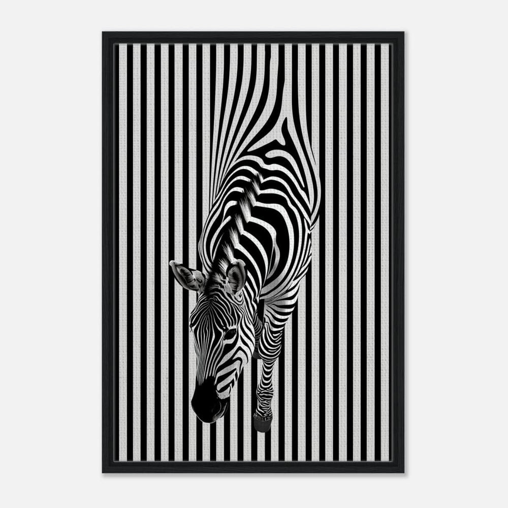 Da Vinci Minimalist Wall art | Wildlife | Zebra - Framed Canvas - 60x90 cm / 24x36″ - Black frame