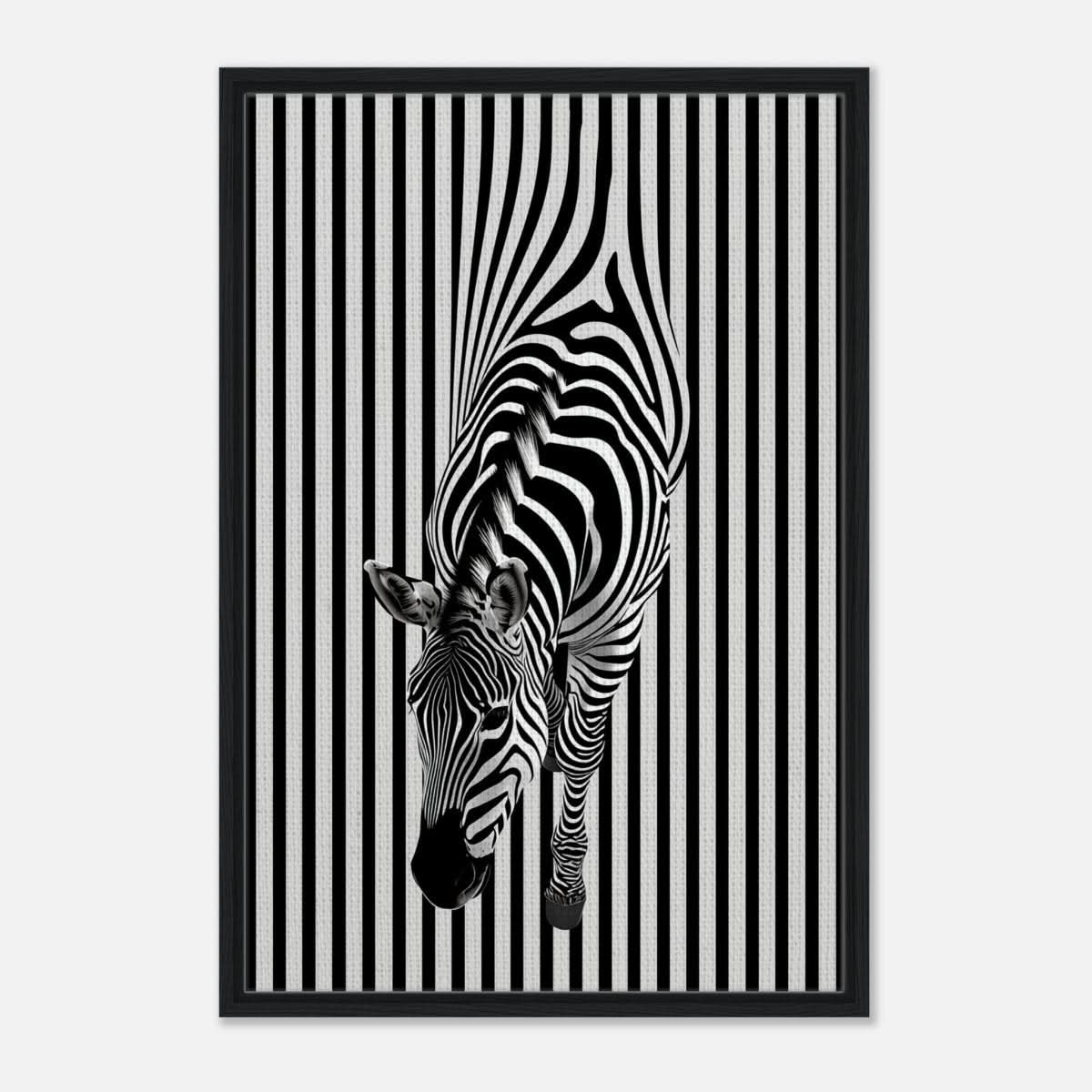 Da Vinci Minimalist Wall art | Wildlife | Zebra - Framed Canvas - 60x90 cm / 24x36″ - Black frame
