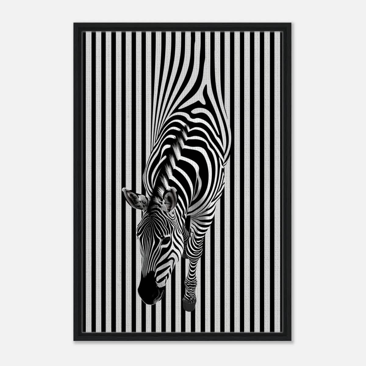 Da Vinci Minimalist Wall art | Wildlife | Zebra - Framed Canvas - 60x90 cm / 24x36″ - Black frame