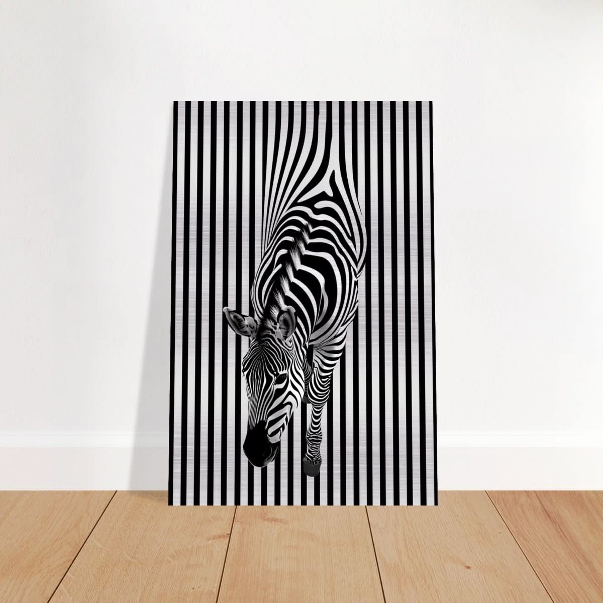 Da Vinci Minimalist Wall art | Wildlife | Zebra - Brushed Aluminum Print - 30x45 cm / 12x18″ -