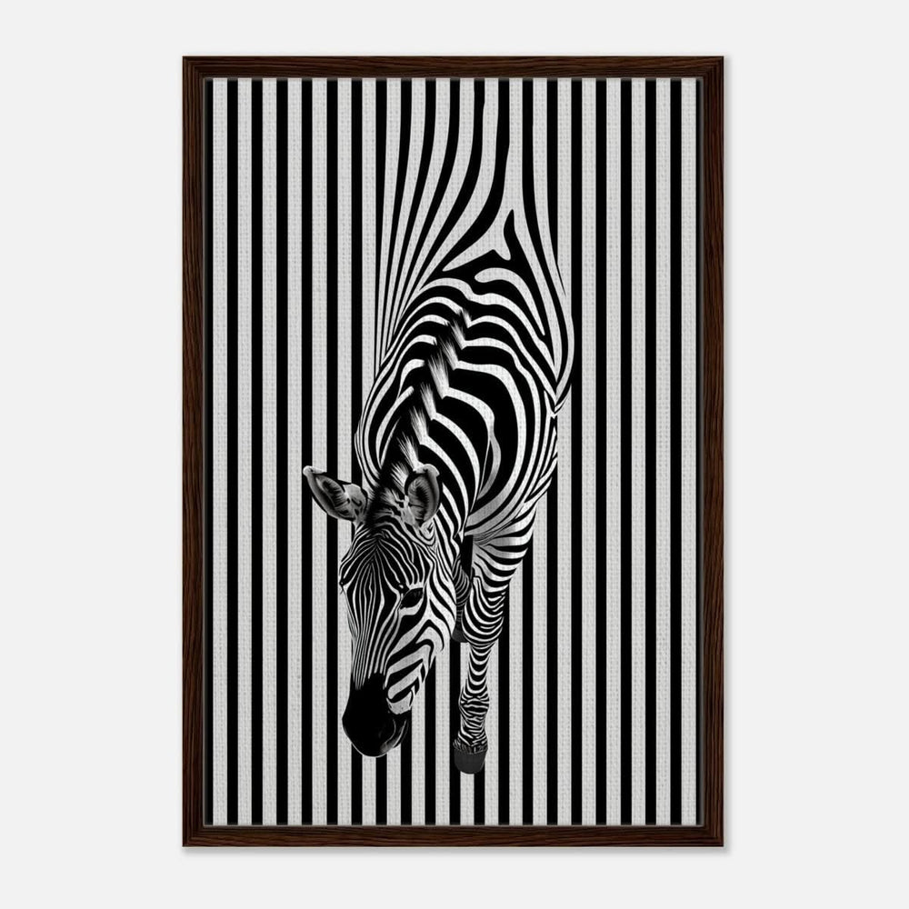 Da Vinci Minimalist Wall art | Wildlife | Zebra - Framed Canvas - 60x90 cm / 24x36″ - Dark wood frame