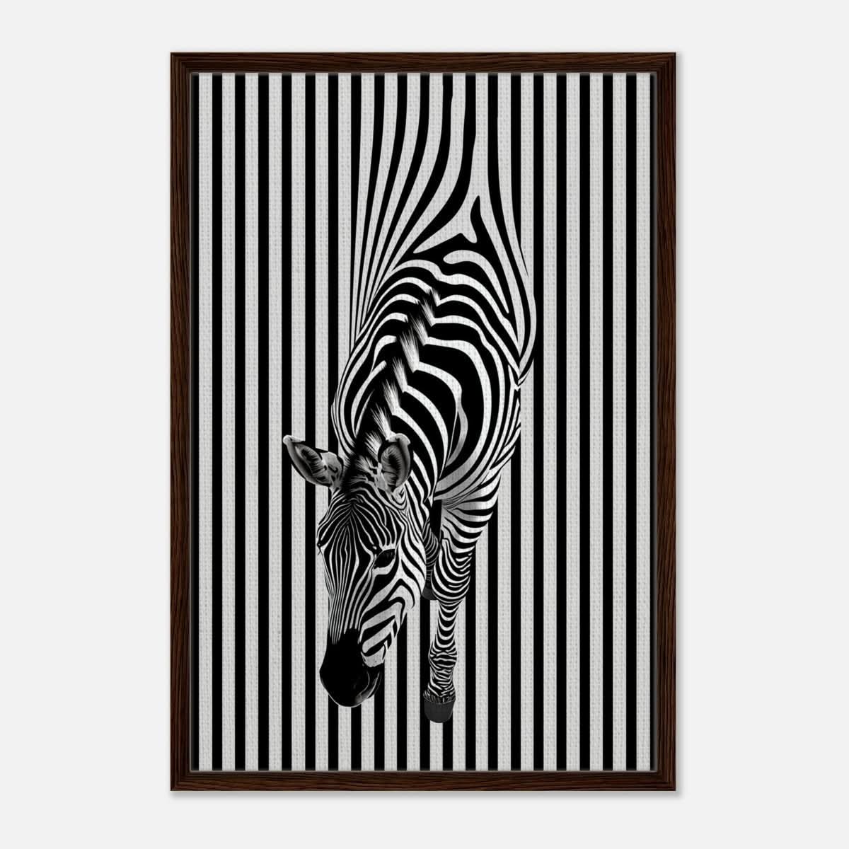 Da Vinci Minimalist Wall art | Wildlife | Zebra - Framed Canvas - 60x90 cm / 24x36″ - Dark wood frame
