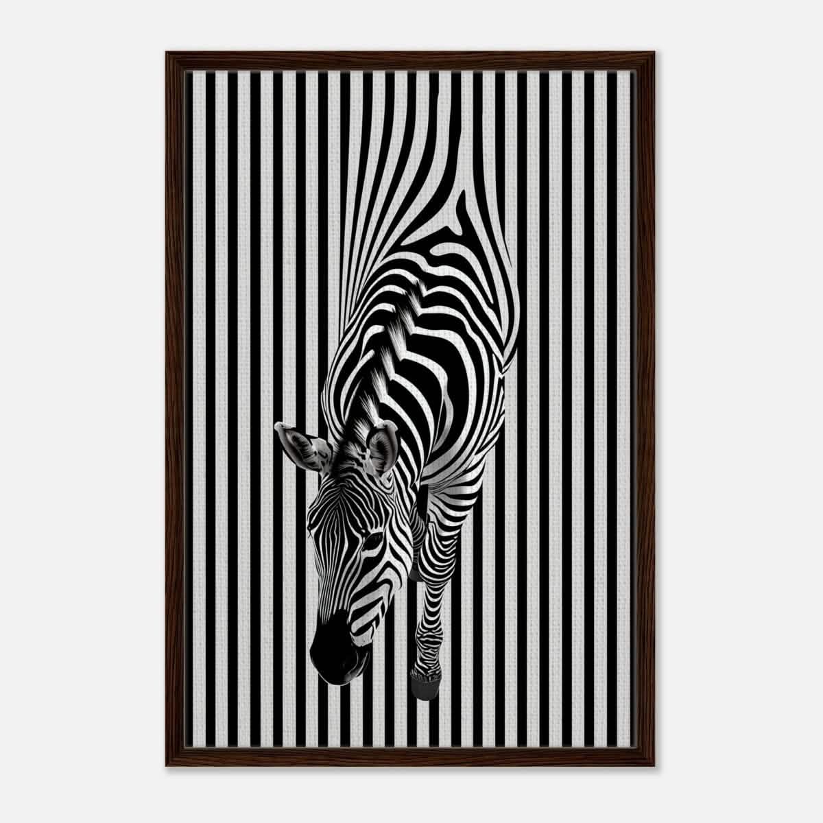 Da Vinci Minimalist Wall art | Wildlife | Zebra - Framed Canvas - 60x90 cm / 24x36″ - Dark wood frame
