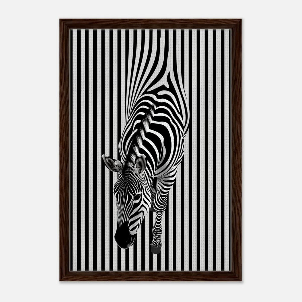 Da Vinci Minimalist Wall art | Wildlife | Zebra - Framed Canvas - 40x60 cm / 16x24″ - Dark wood frame