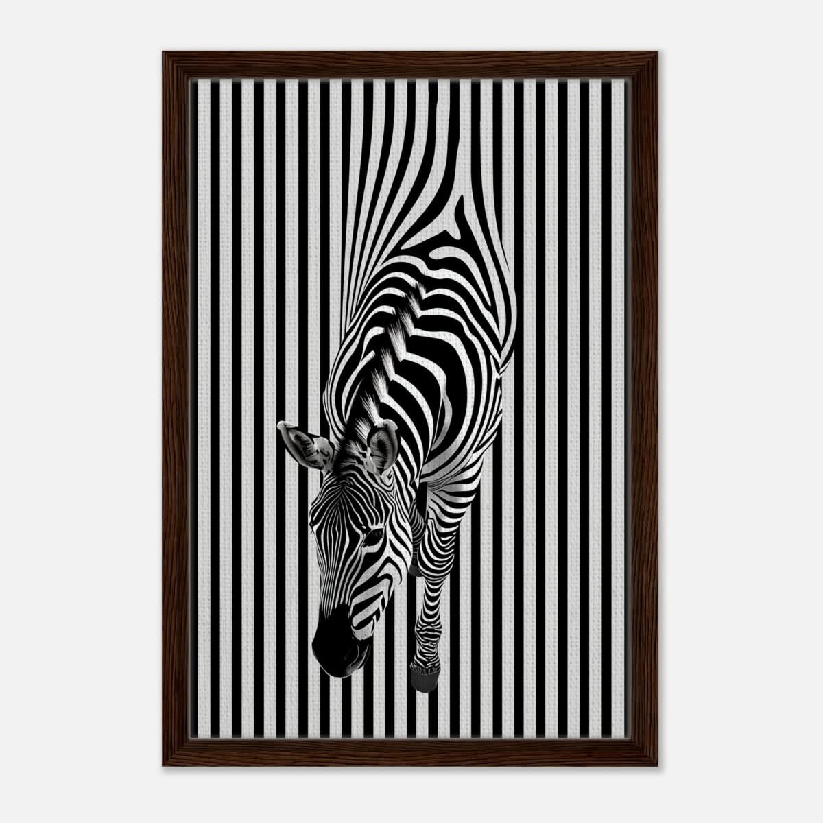 Da Vinci Minimalist Wall art | Wildlife | Zebra - Framed Canvas - 40x60 cm / 16x24″ - Dark wood frame