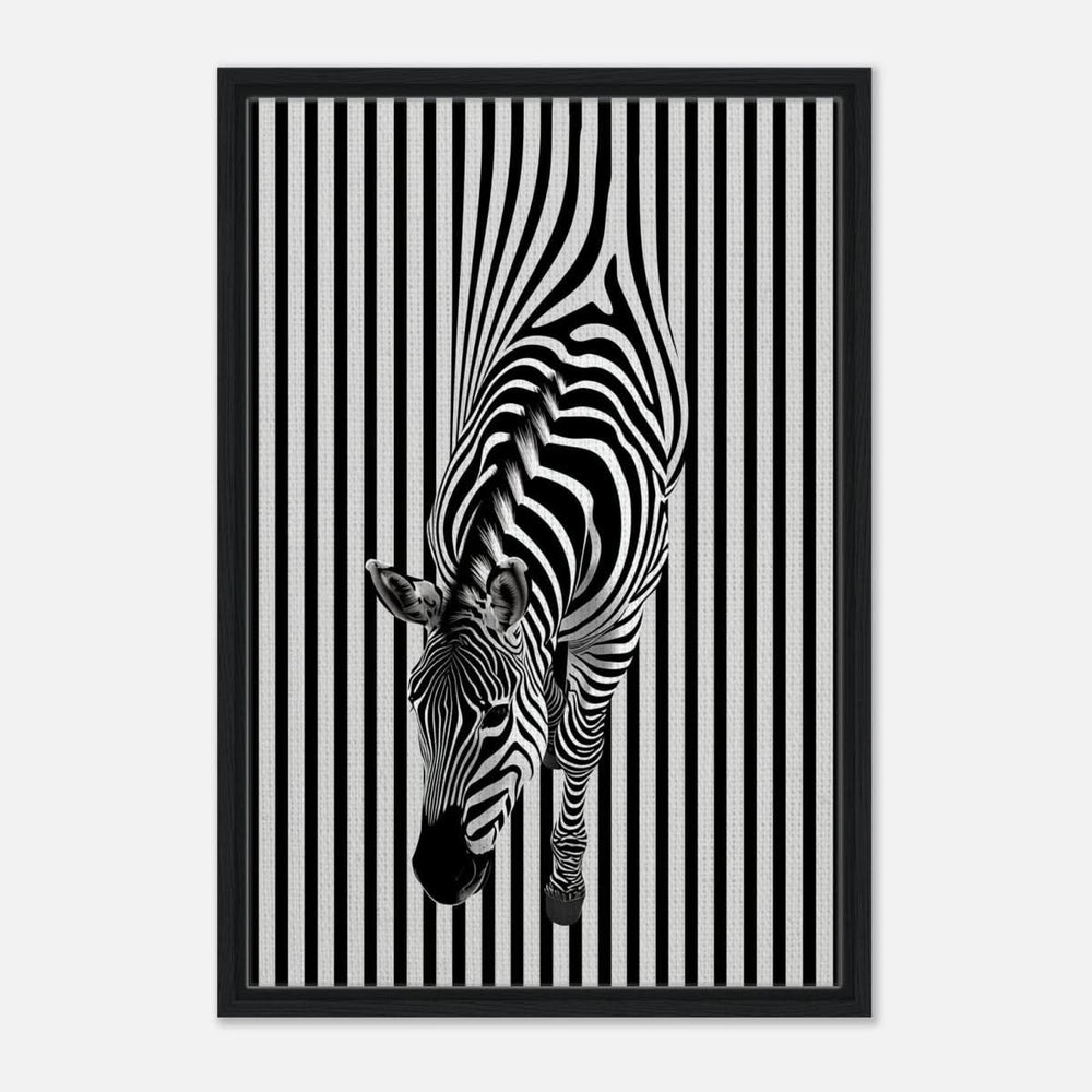 Da Vinci Minimalist Wall art | Wildlife | Zebra - Framed Canvas - 50x75 cm / 20x30″ - Black frame