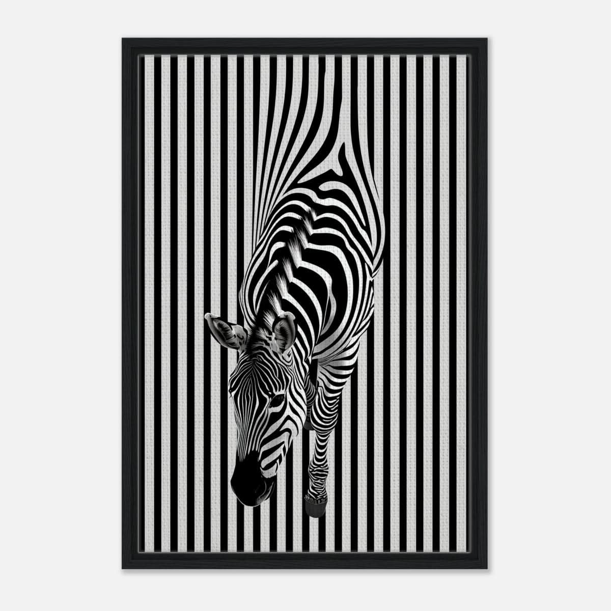 Da Vinci Minimalist Wall art | Wildlife | Zebra - Framed Canvas - 50x75 cm / 20x30″ - Black frame