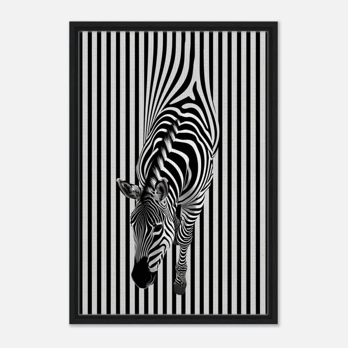 Da Vinci Minimalist Wall art | Wildlife | Zebra - Framed Canvas - 50x75 cm / 20x30″ - Black frame