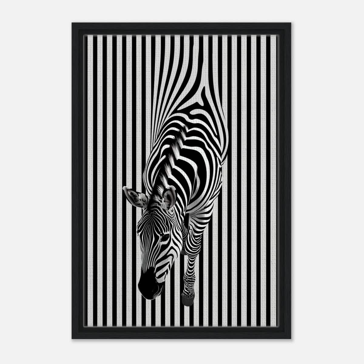 Da Vinci Minimalist Wall art | Wildlife | Zebra - Framed Canvas - 40x60 cm / 16x24″ - Black frame