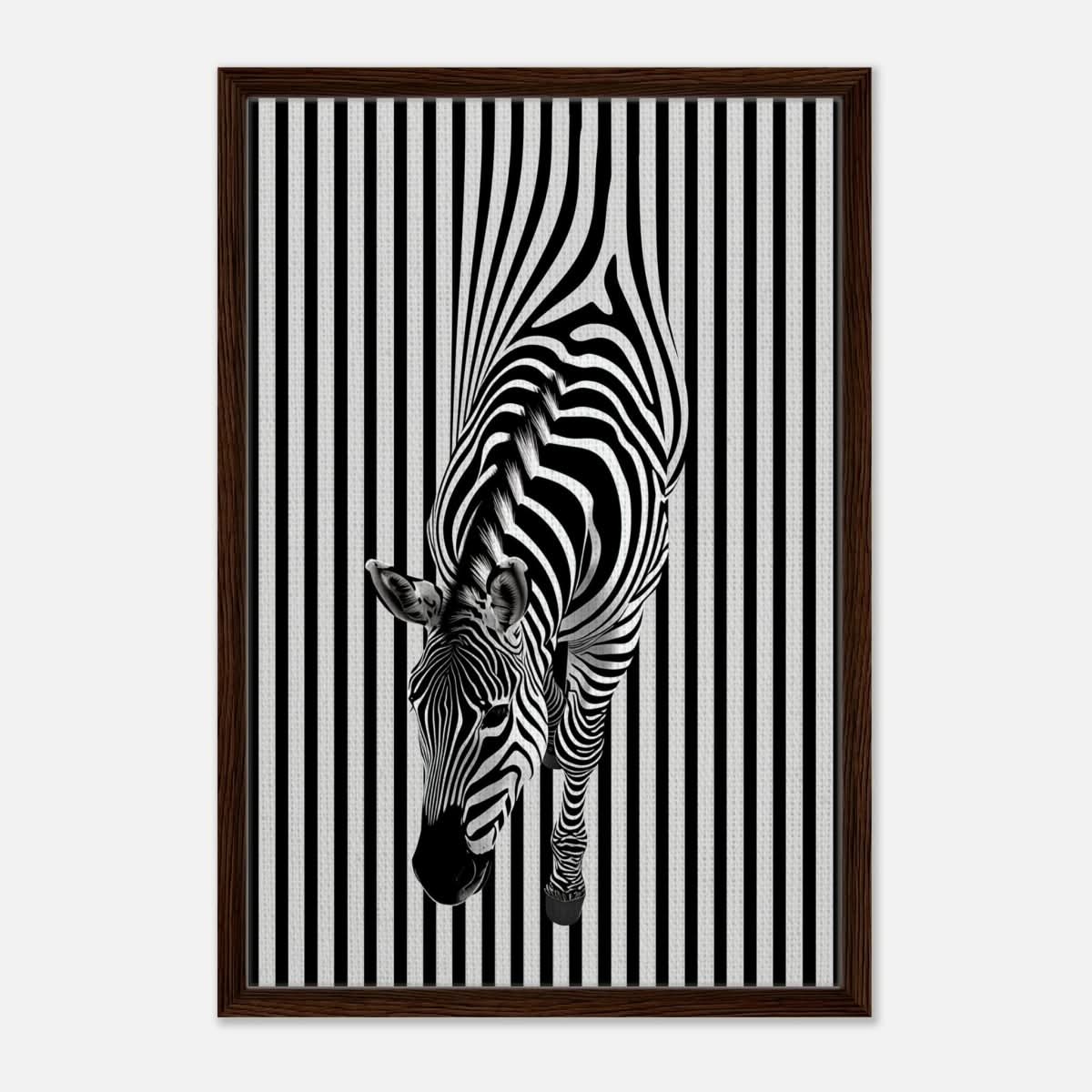 Da Vinci Minimalist Wall art | Wildlife | Zebra - Framed Canvas - 50x75 cm / 20x30″ - Dark wood frame