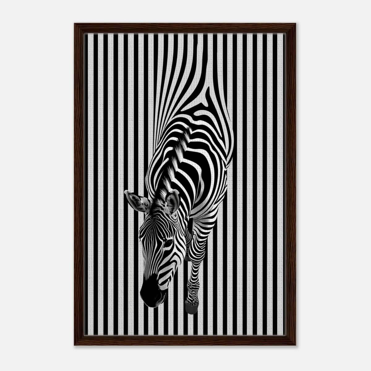 Da Vinci Minimalist Wall art | Wildlife | Zebra - Framed Canvas - 50x75 cm / 20x30″ - Dark wood frame
