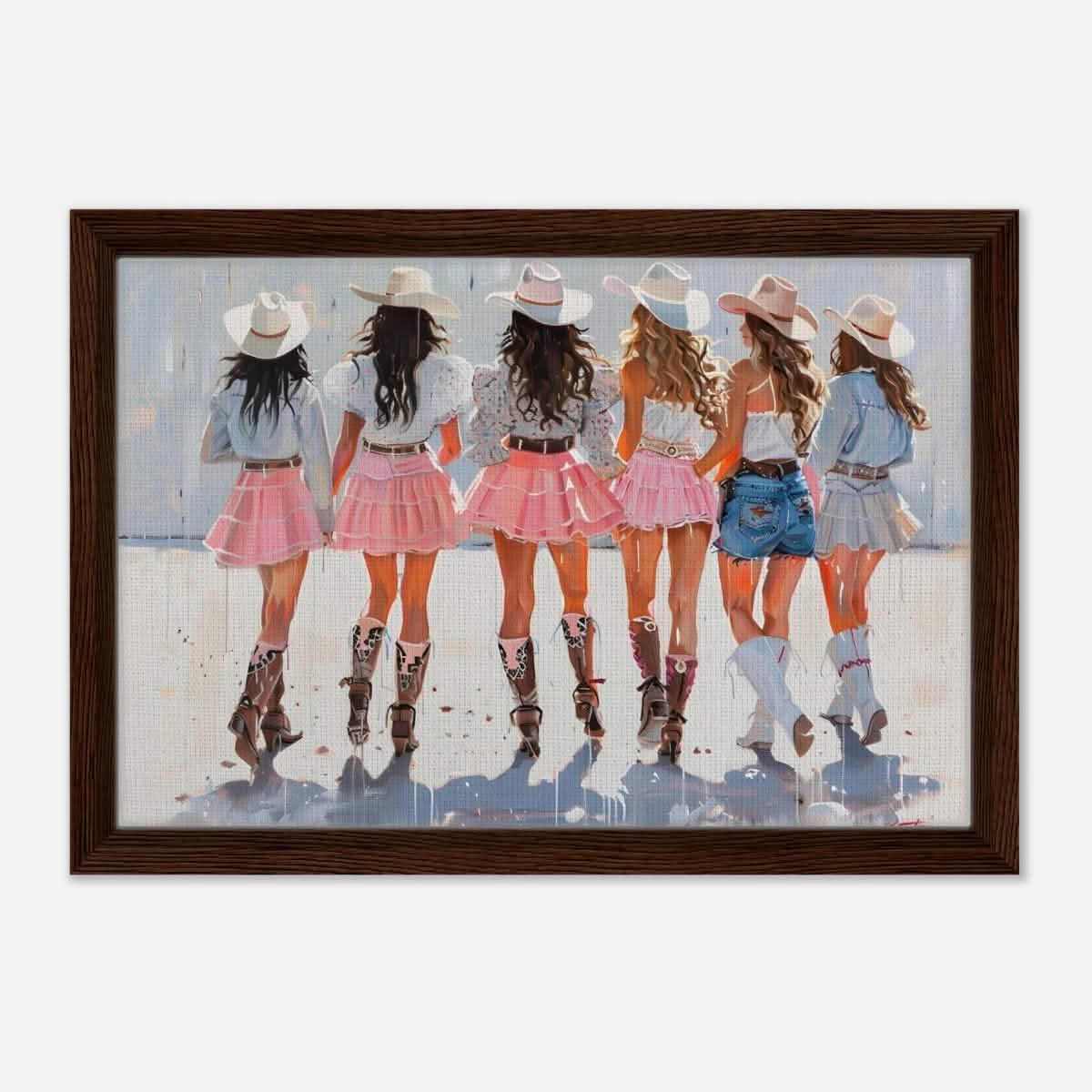 Da Vinci Modern Art Wall art print | Eclectic Expressions | Cowgirls - Framed Canvas - 30x45 cm / 12x18″ - Dark wood frame