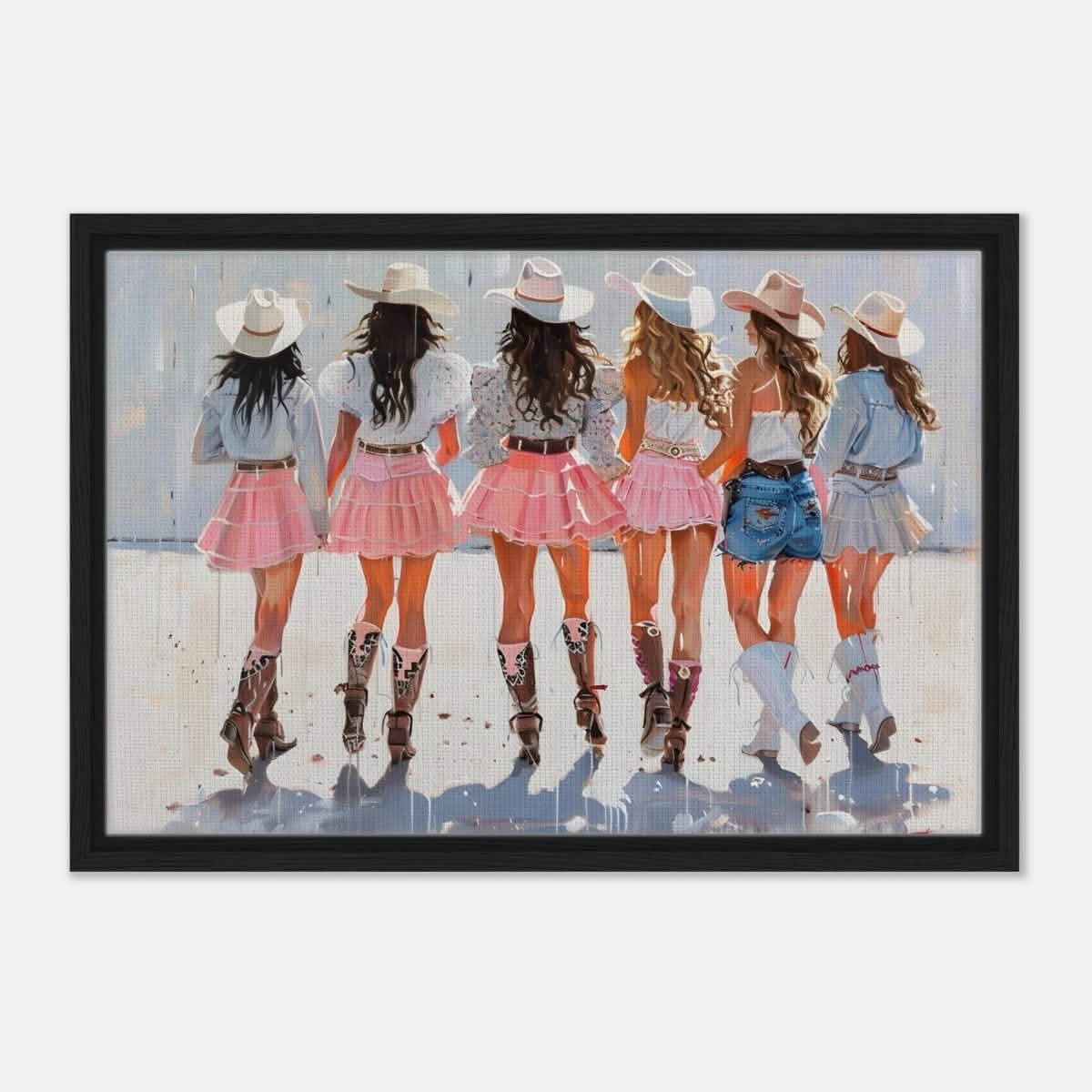 Da Vinci Modern Art Wall art print | Eclectic Expressions | Cowgirls - Framed Canvas - 40x60 cm / 16x24″ - Black frame