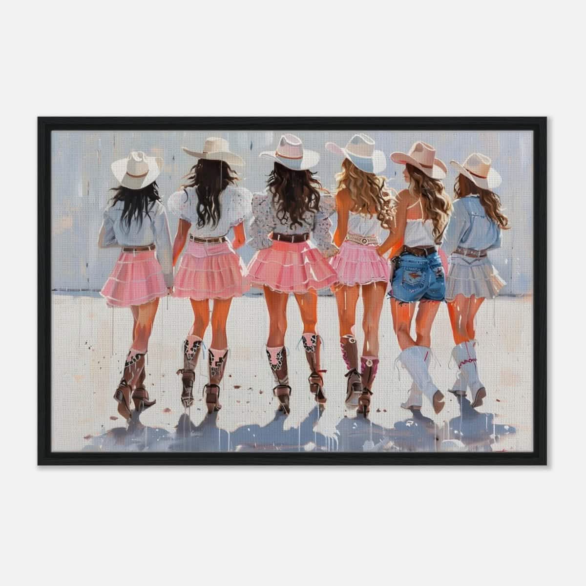 Da Vinci Modern Art Wall art print | Eclectic Expressions | Cowgirls - Framed Canvas - 60x90 cm / 24x36″ - Black frame