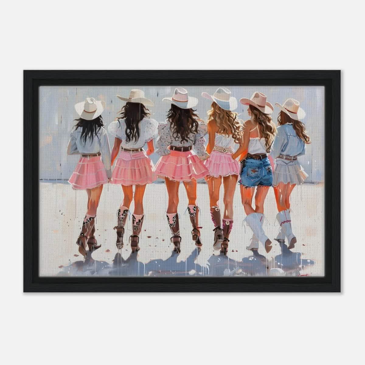 Da Vinci Modern Art Wall art print | Eclectic Expressions | Cowgirls - Framed Canvas - 30x45 cm / 12x18″ - Black frame