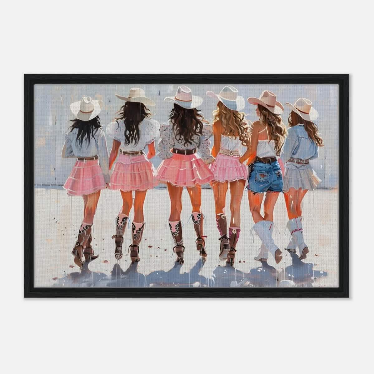 Da Vinci Modern Art Wall art print | Eclectic Expressions | Cowgirls - Framed Canvas - 50x75 cm / 20x30″ - Black frame