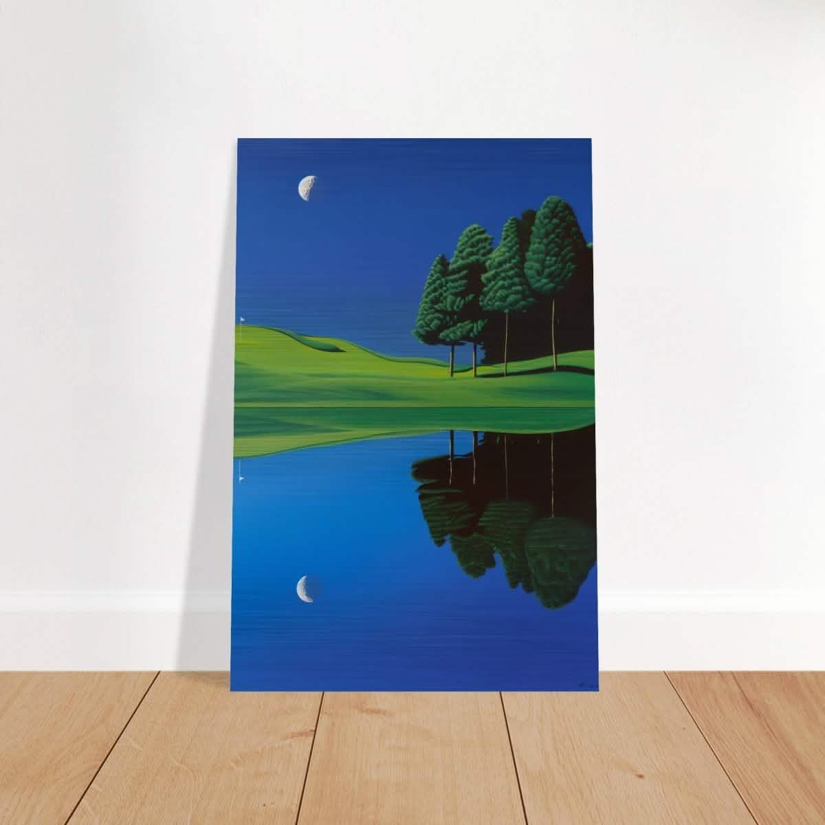 Da Vinci Modern Nature Art Wall art print | Night at the lake - Brushed Aluminum Print - 30x45 cm / 12x18″ -