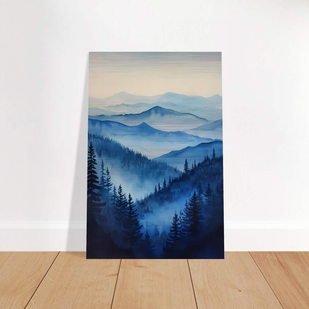 Da Vinci Modern Nature Wall art Print | Modern Wall art Print | Blue Mountain - Brushed Aluminum Print - 30x45 cm / 12x18″ -