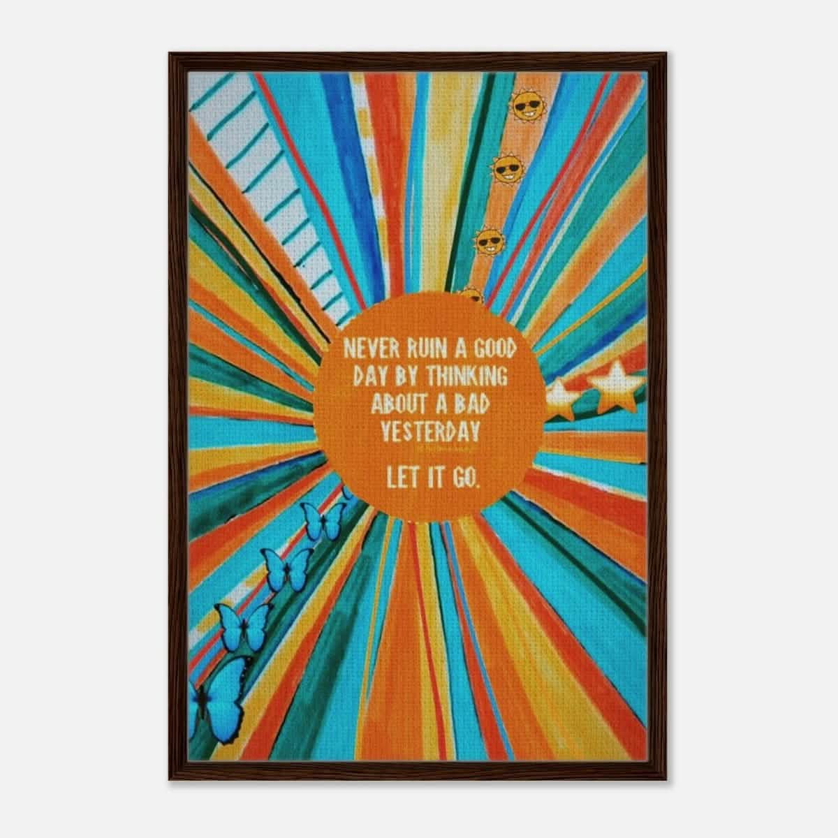 Da Vinci Motivational Art Wall art print | Never ruin a good day - Framed Canvas - 60x90 cm / 24x36″ - Dark wood frame