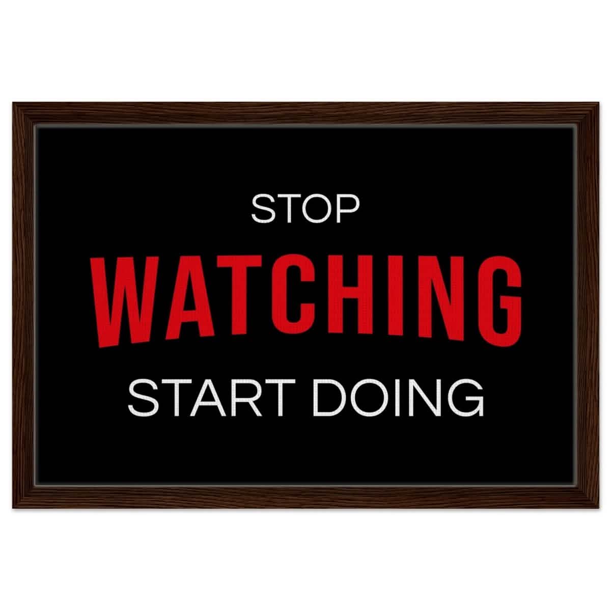 Da Vinci Motivational Art wall art print | Stop Watching Start Doing - Framed Canvas - 40x60 cm / 16x24″ - Dark wood frame