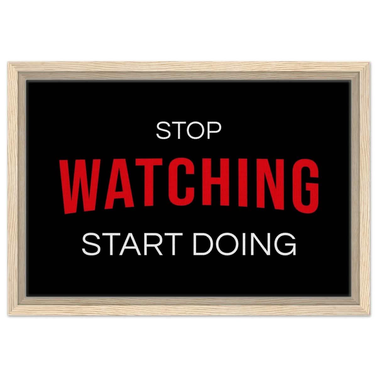 Da Vinci Motivational Art wall art print | Stop Watching Start Doing - Framed Canvas - 30x45 cm / 12x18″ - Wood frame