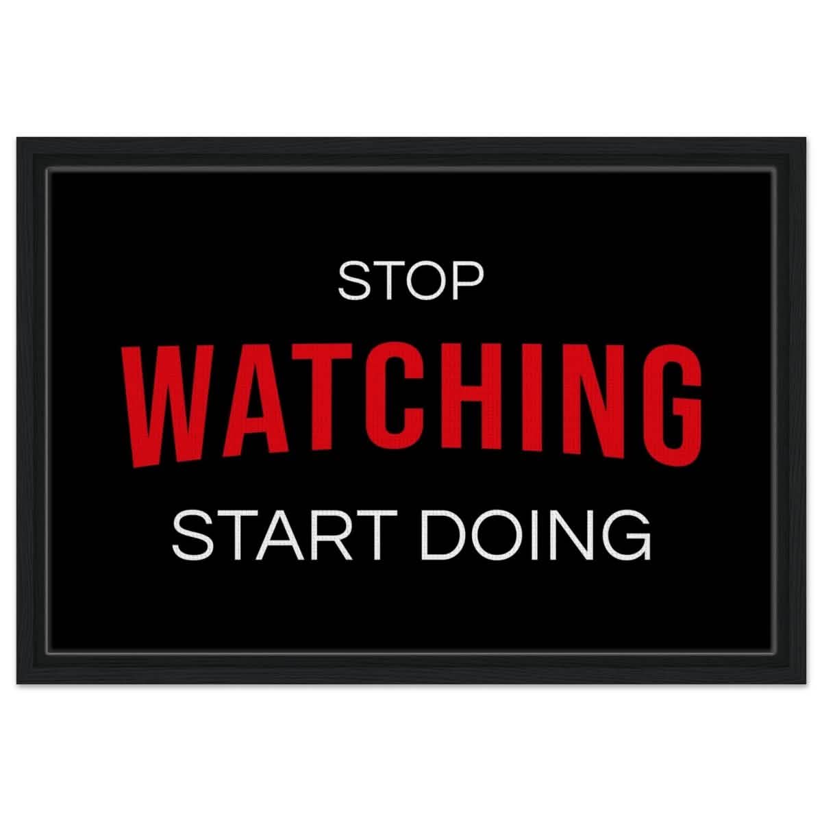 Da Vinci Motivational Art wall art print | Stop Watching Start Doing - Framed Canvas - 40x60 cm / 16x24″ - Black frame