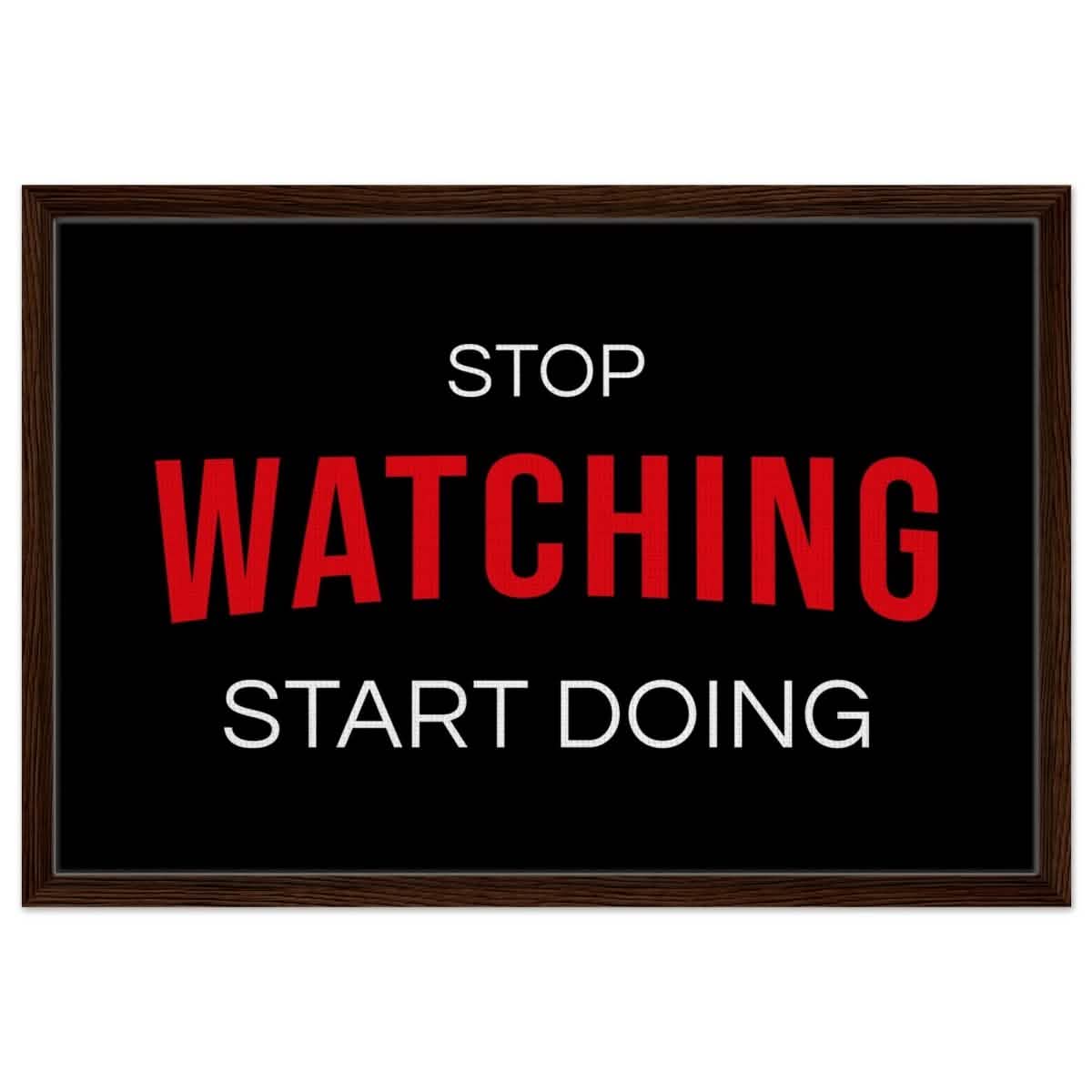 Da Vinci Motivational Art wall art print | Stop Watching Start Doing - Framed Canvas - 50x75 cm / 20x30″ - Dark wood frame