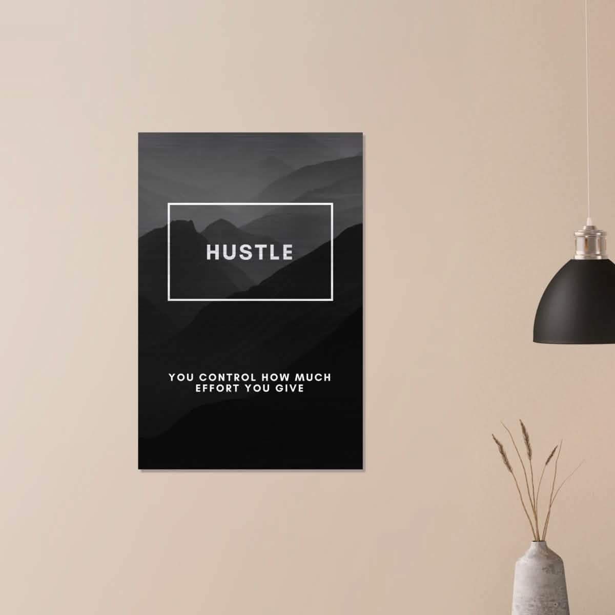 Da Vinci Motivational Wall Art | Hustle - Brushed Aluminum Print - 60x90 cm / 24x36″ -