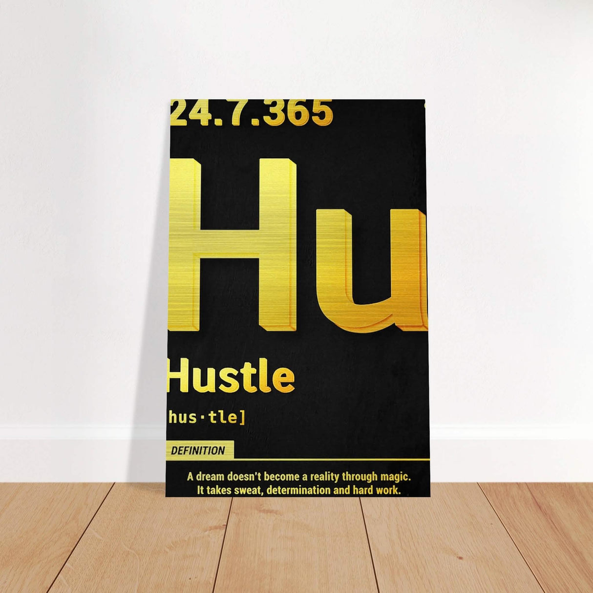 Da Vinci Motivational Wall Art | Hustle - Brushed Aluminum Print - 40x60 cm / 16x24″ -