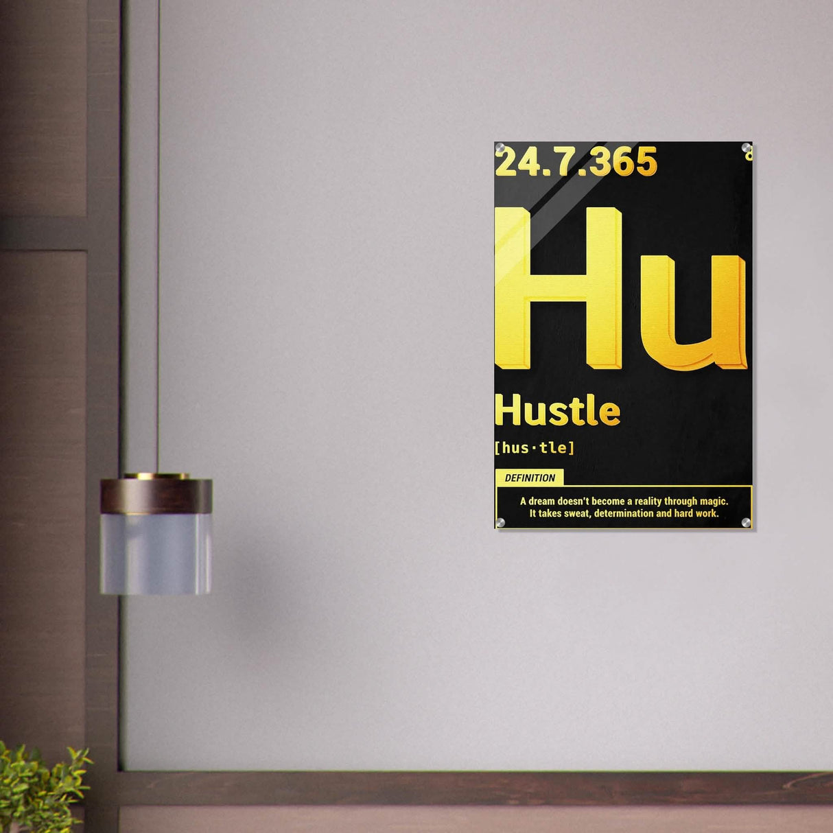 Da Vinci Motivational Wall Art | Hustle - Acrylic Print - 60x90 cm / 24x36″ -