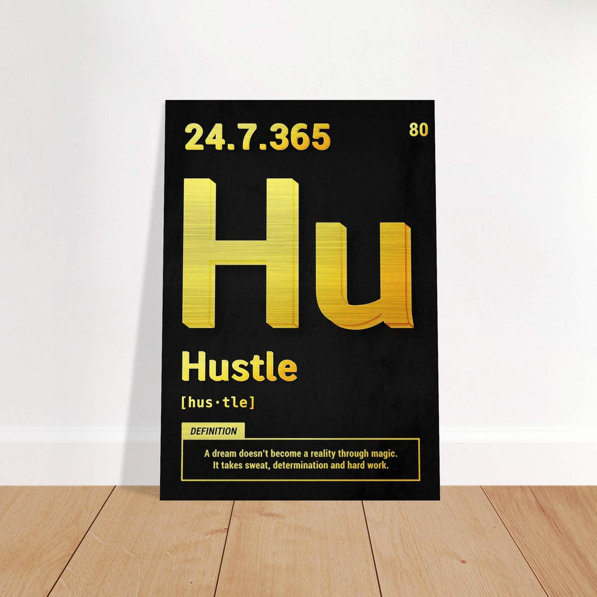 Da Vinci Motivational Wall Art | Hustle - Brushed Aluminum Print - 70x100 cm / 28x40″ -