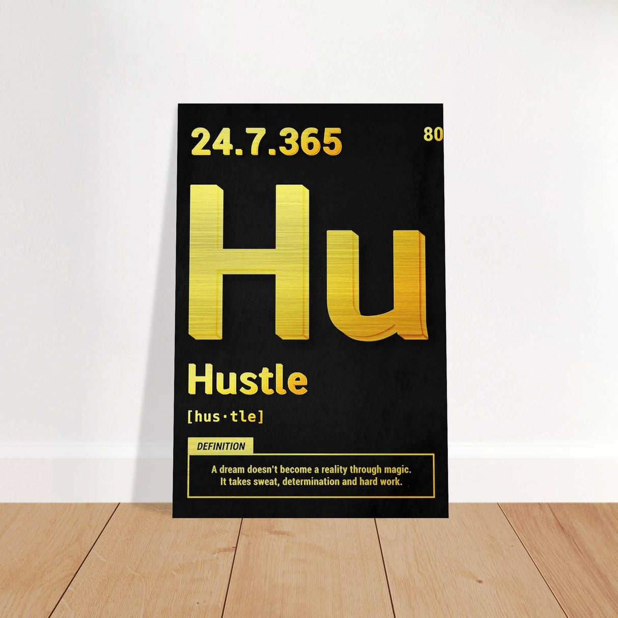 Da Vinci Motivational Wall Art | Hustle - Brushed Aluminum Print - 30x45 cm / 12x18″ -