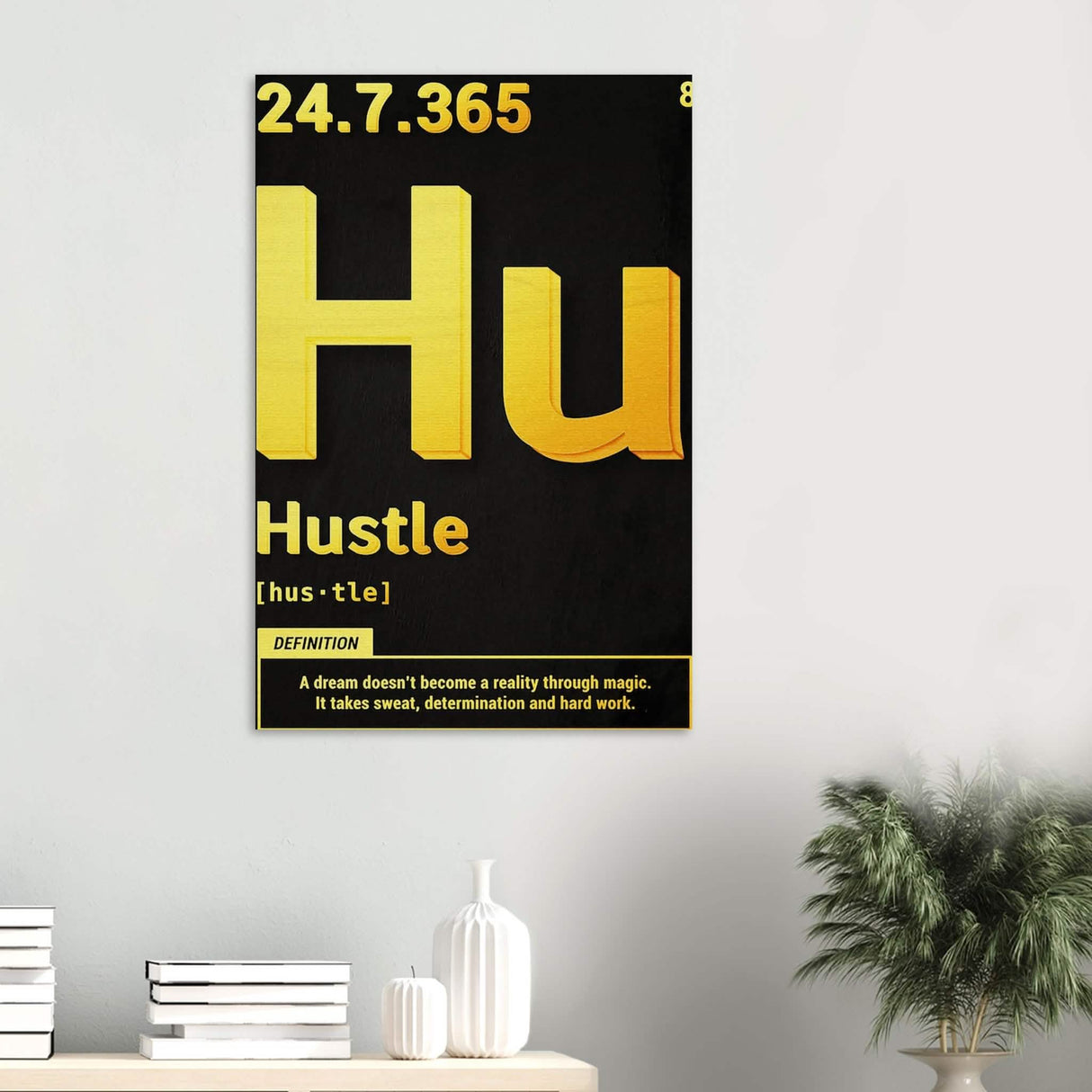 Da Vinci Motivational Wall Art | Hustle - Wood Prints - 60x90 cm / 24x36″ - 20 mm