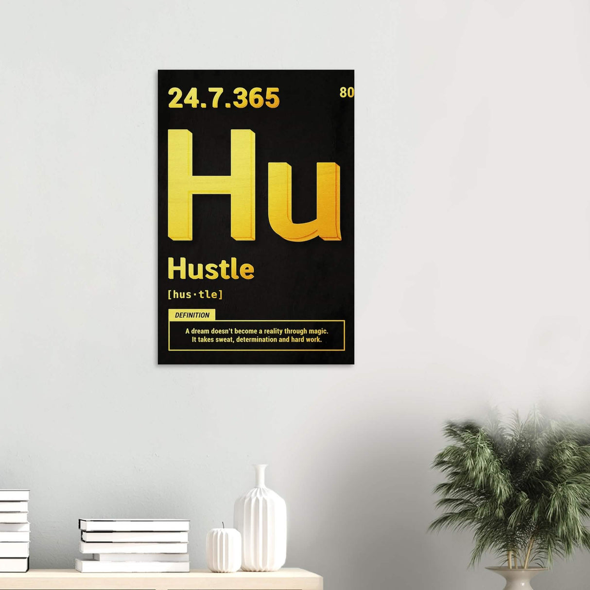 Da Vinci Motivational Wall Art | Hustle - Wood Prints - 50x75 cm / 20x30″ - 20 mm