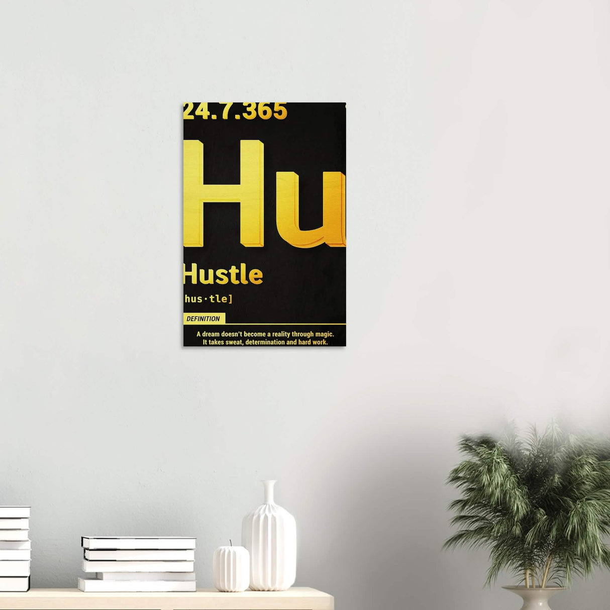 Da Vinci Motivational Wall Art | Hustle - Wood Prints - 40x60 cm / 16x24″ - 20 mm