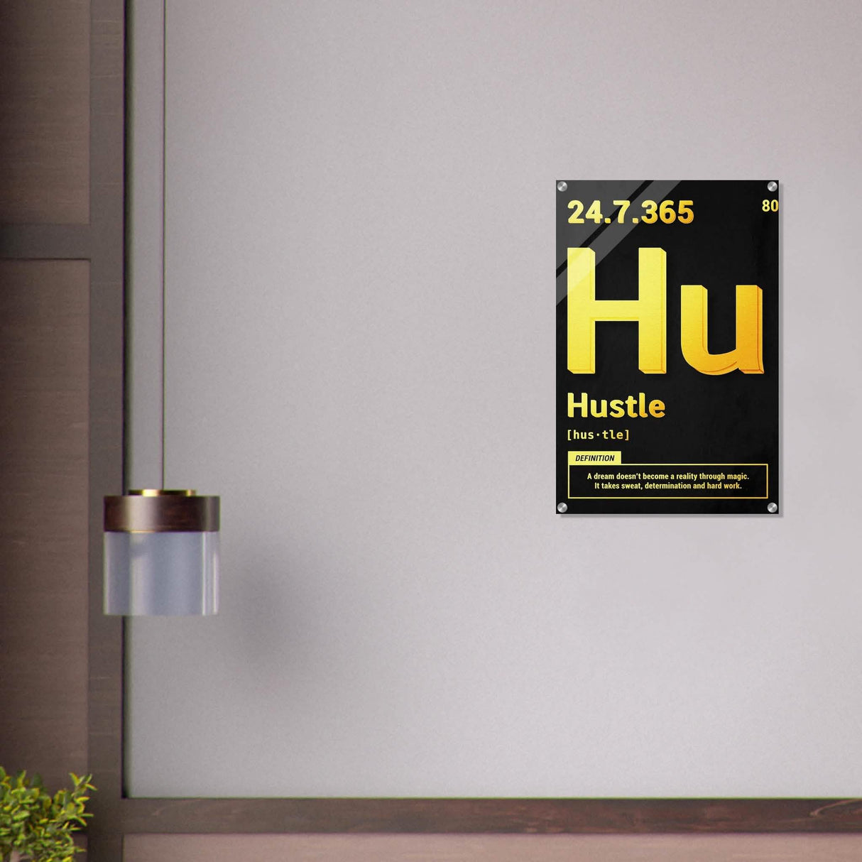 Da Vinci Motivational Wall Art | Hustle - Acrylic Print - 50x75 cm / 20x30″ -