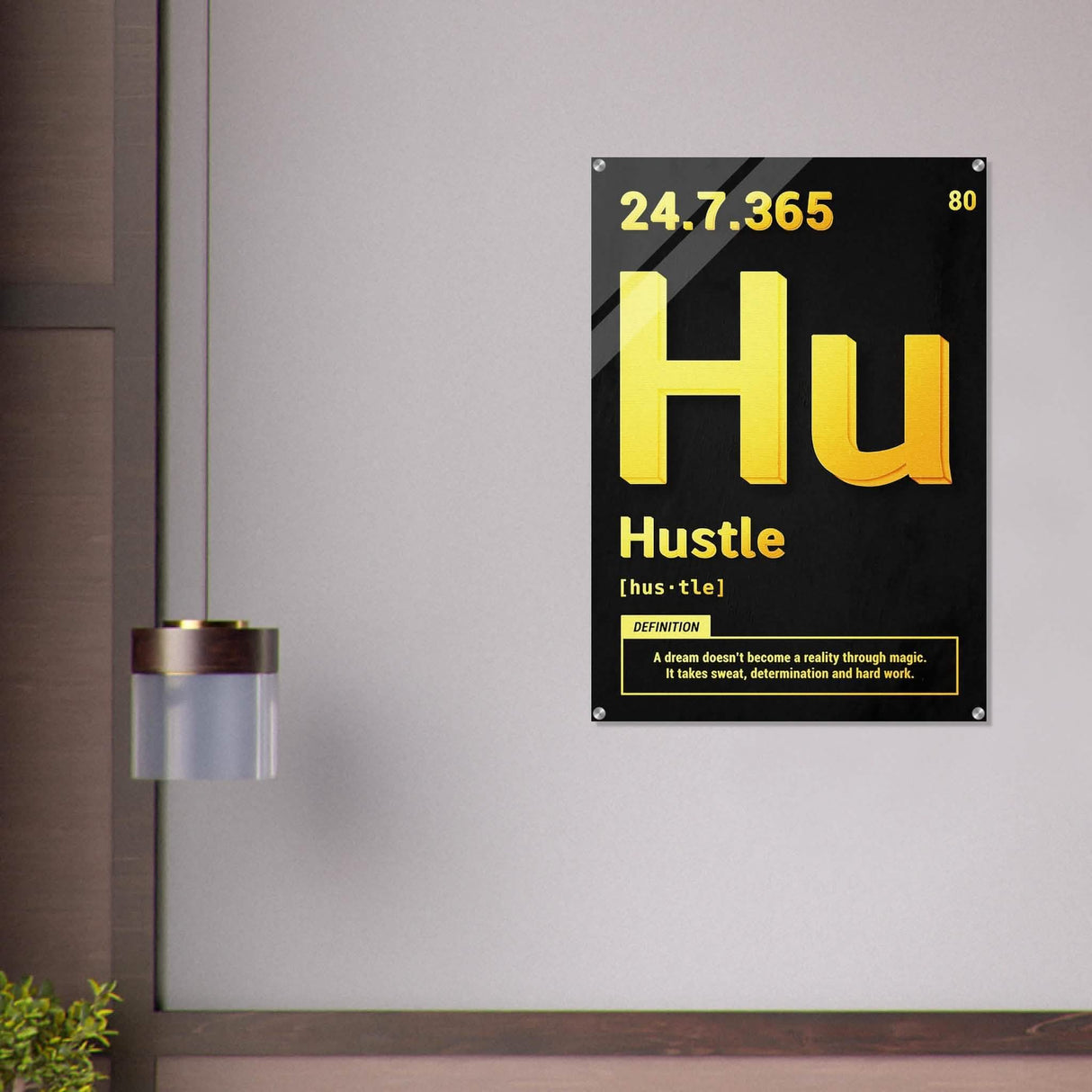 Da Vinci Motivational Wall Art | Hustle - Acrylic Print - 70x100 cm / 28x40″ -