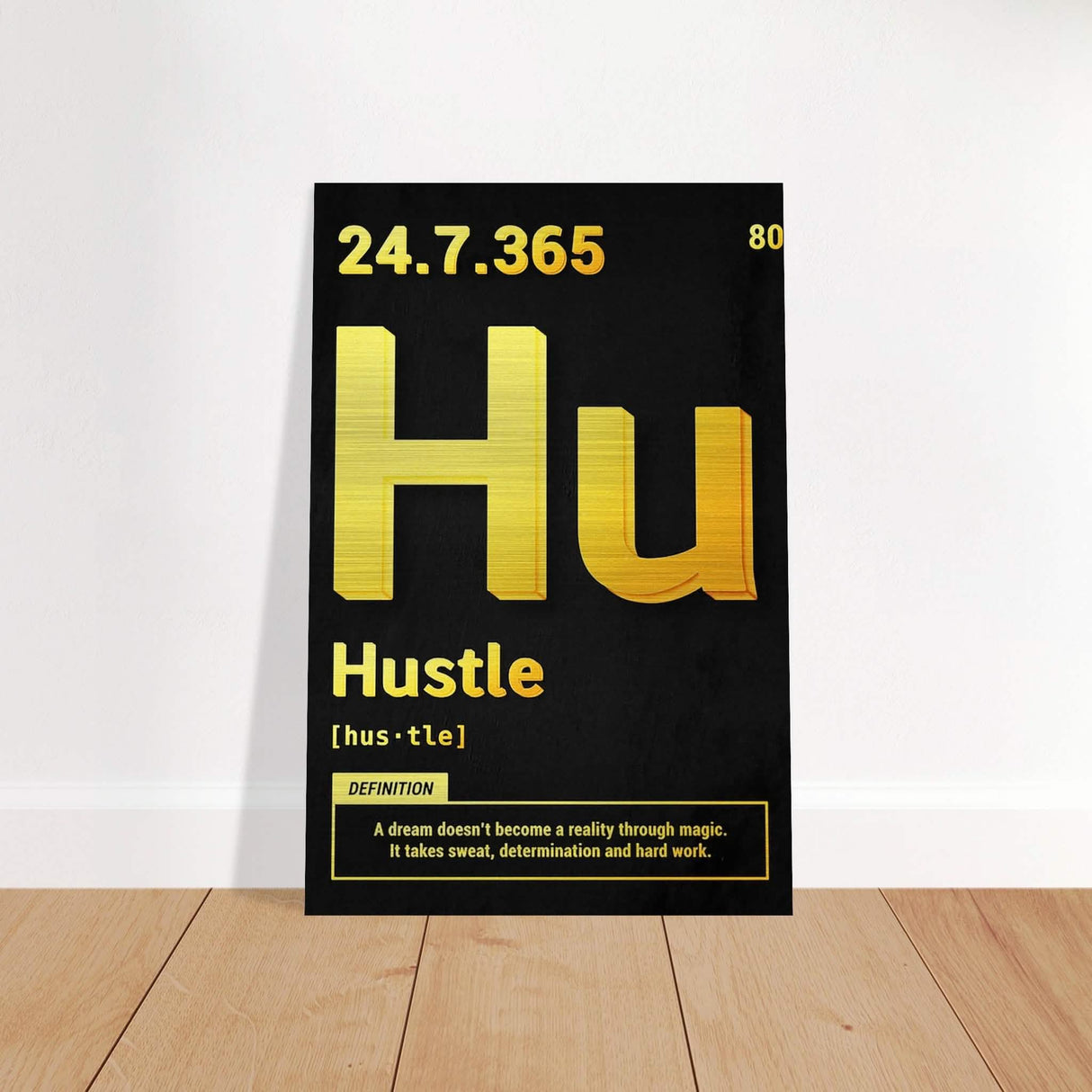 Da Vinci Motivational Wall Art | Hustle - Brushed Aluminum Print - 50x75 cm / 20x30″ -