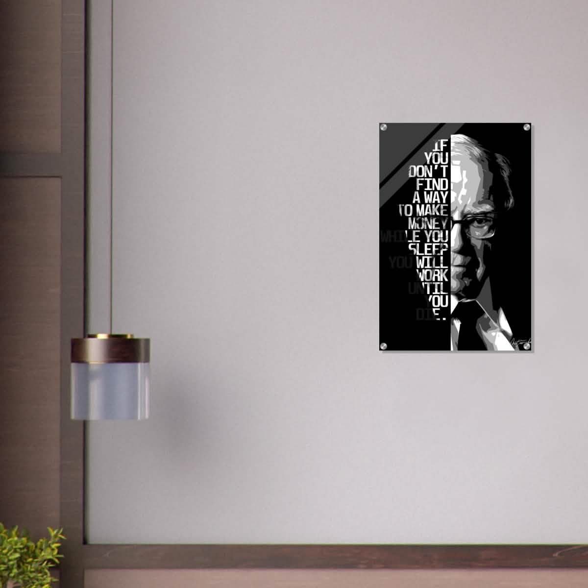 Da Vinci Motivational Wall art | Make Money | Warren Buffett - Acrylic Print - 50x75 cm / 20x30″ -