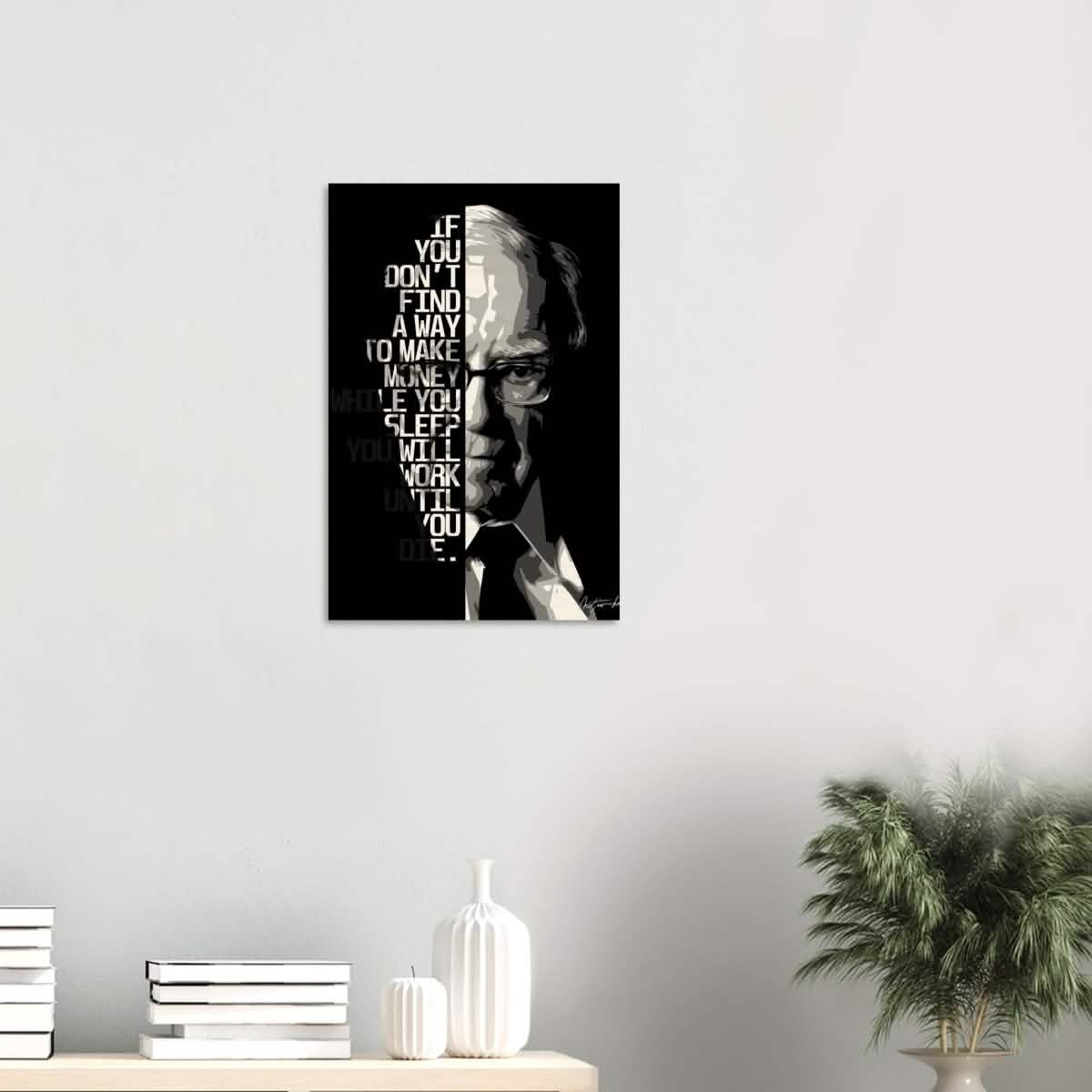 Da Vinci Motivational Wall art | Make Money | Warren Buffett - Wood Prints - 40x60 cm / 16x24″ - 20 mm