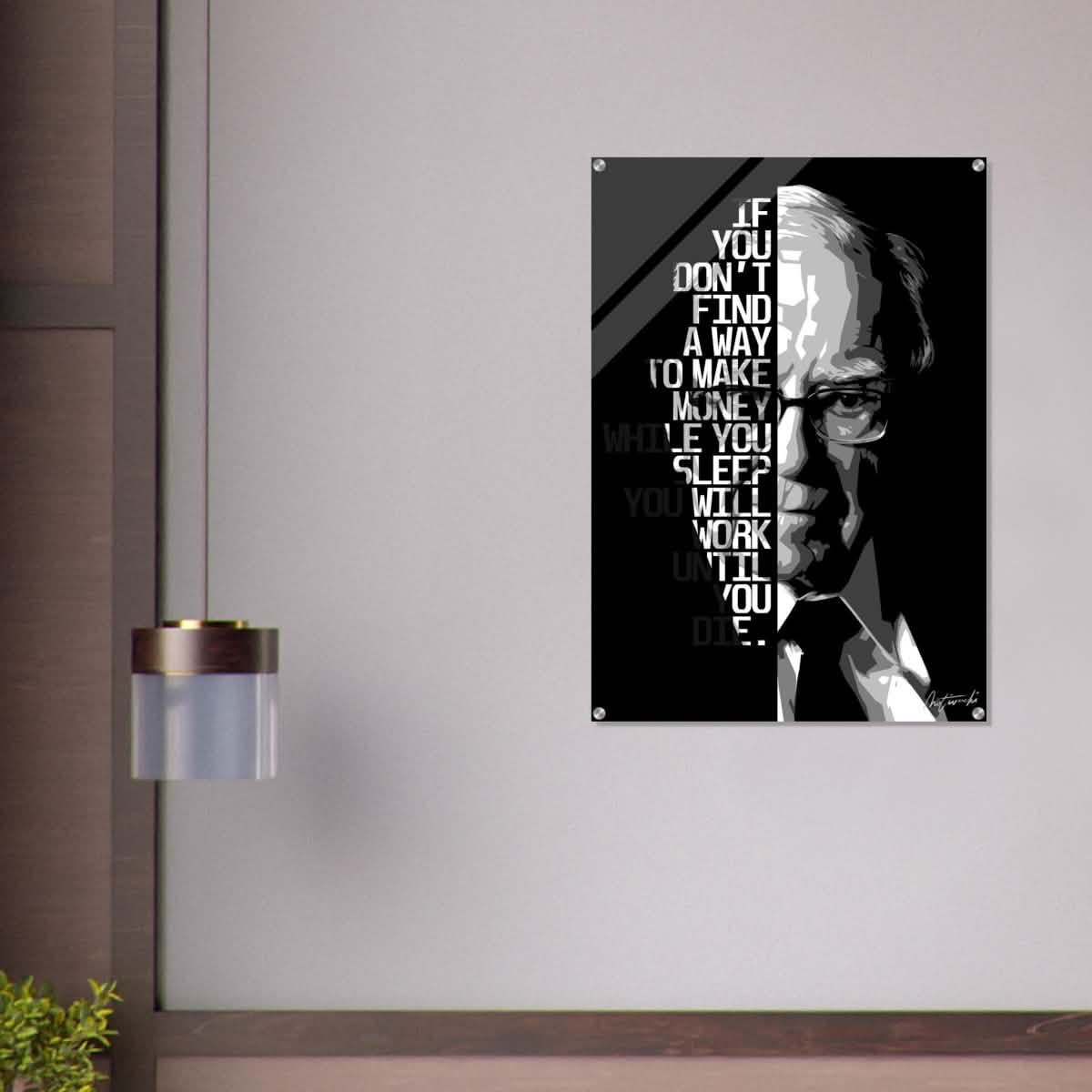 Da Vinci Motivational Wall art | Make Money | Warren Buffett - Acrylic Print - 70x100 cm / 28x40″ -