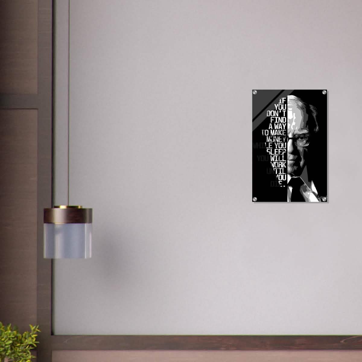 Da Vinci Motivational Wall art | Make Money | Warren Buffett - Acrylic Print - 40x60 cm / 16x24″ -