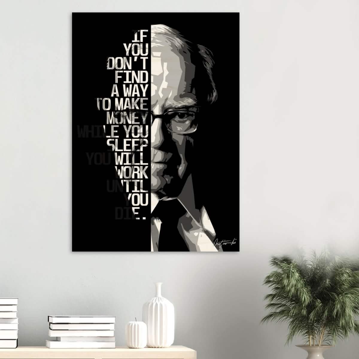 Da Vinci Motivational Wall art | Make Money | Warren Buffett - Wood Prints - 70x100 cm / 28x40″ - 10 mm