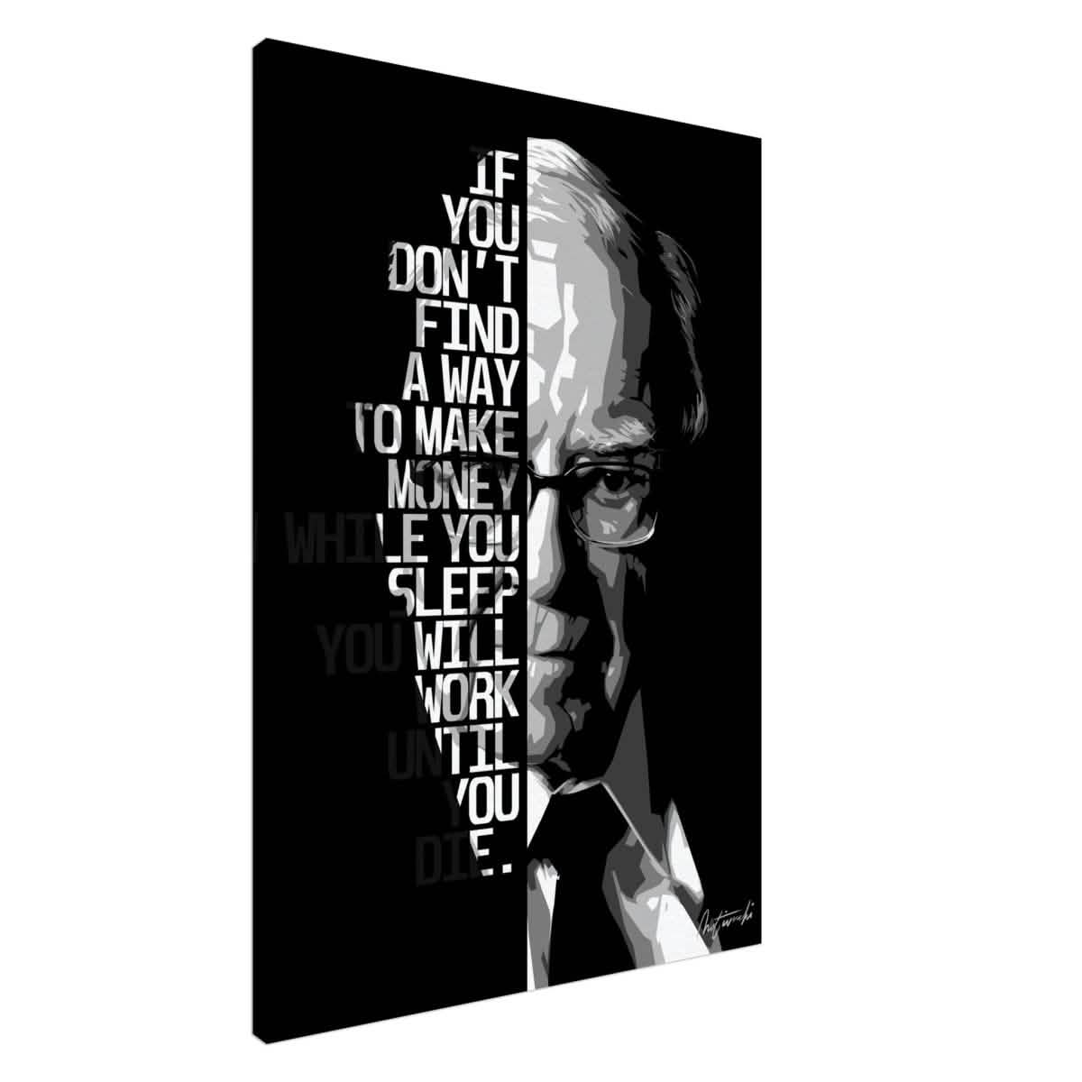 Da Vinci Motivational Wall art | Make Money | Warren Buffett - Canvas - 70x100 cm / 28x40″ - Slim