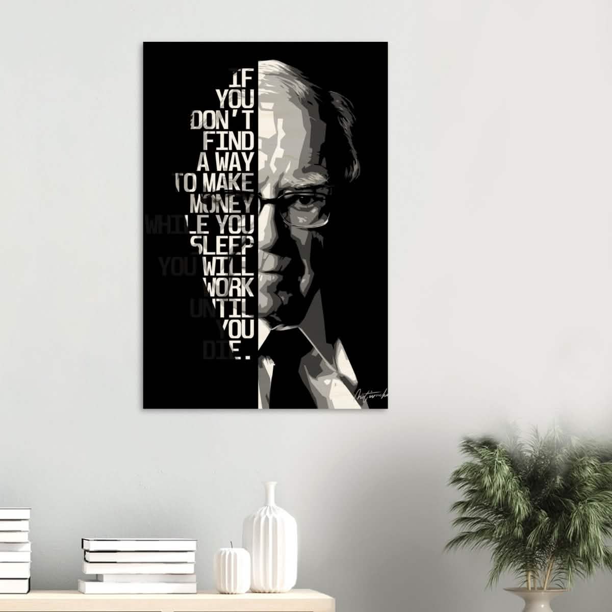 Da Vinci Motivational Wall art | Make Money | Warren Buffett - Wood Prints - 60x90 cm / 24x36″ - 10 mm