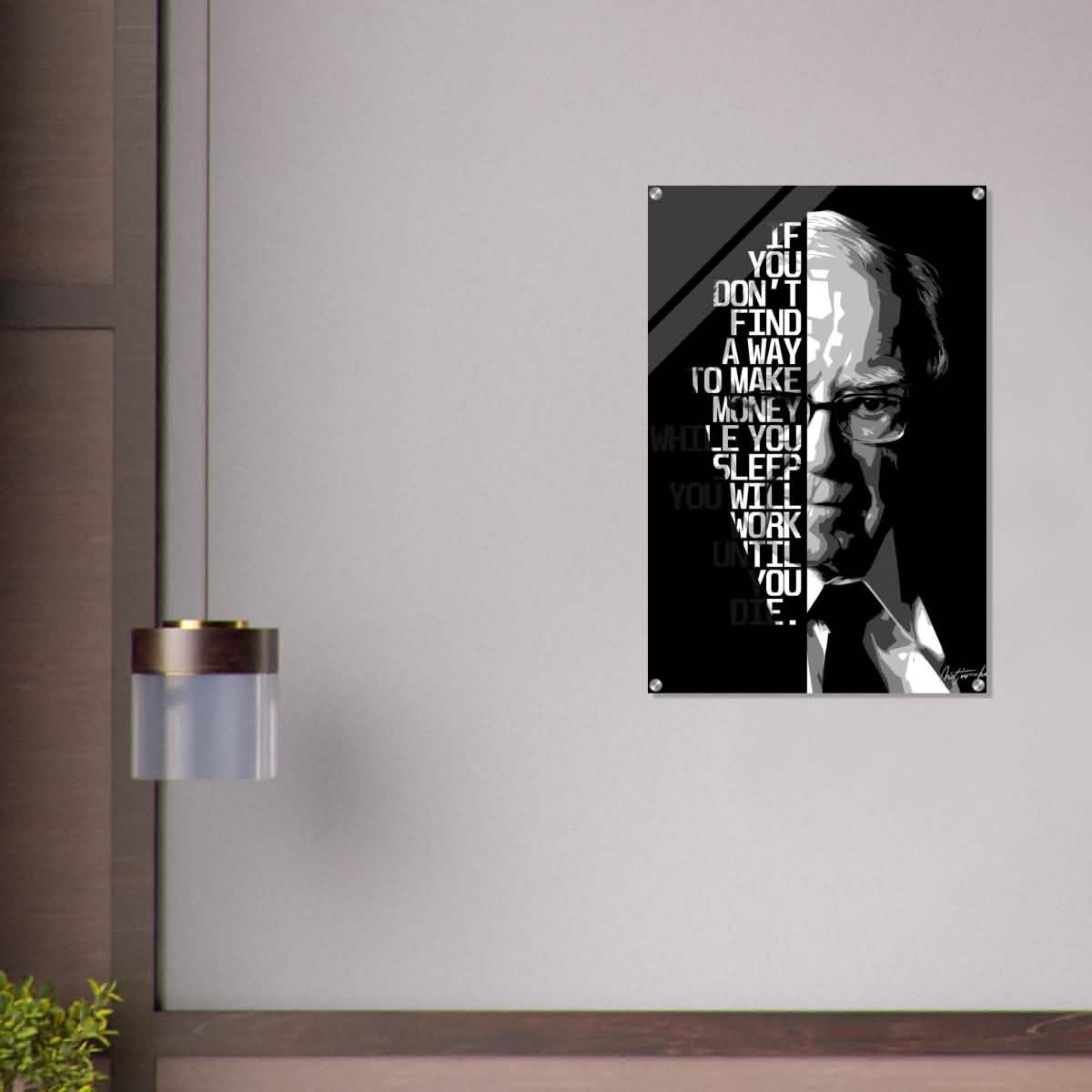 Da Vinci Motivational Wall art | Make Money | Warren Buffett - Acrylic Print - 60x90 cm / 24x36″ -